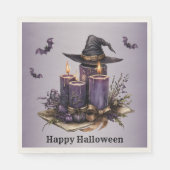 Serviette En Papier Chandelles violettes d'Halloween chauves-souris Éf (Devant)