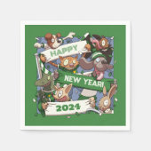 Serviette En Papier Changez L'Année Nouvel An Drôle Animaux Fans Caric (Devant)