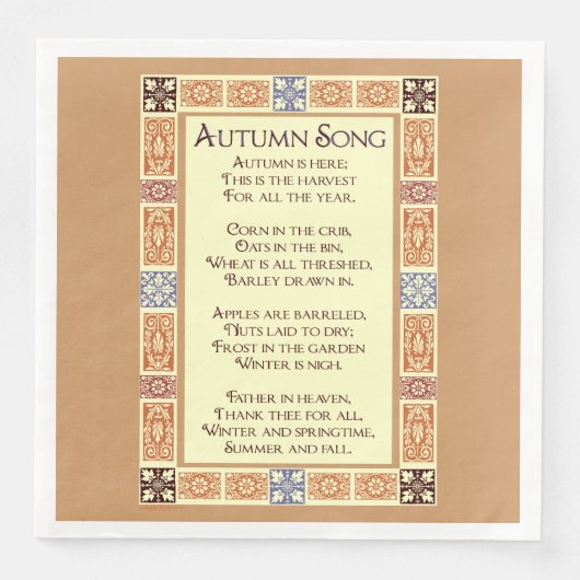 Serviette En Papier Chanson d'automne Vintage Harvest Art (Devant)