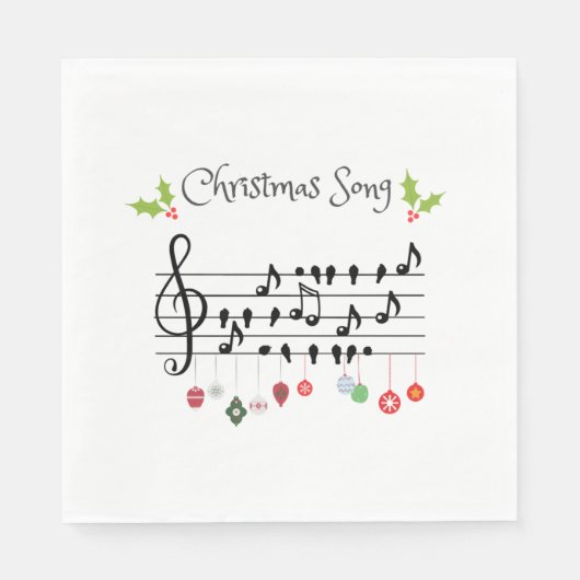 Serviette En Papier Chanson de Noël chant des oiseaux (Devant)
