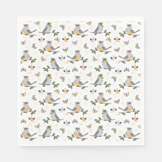 Serviette En Papier Chanson Oiseaux Papier Napkin (Devant)