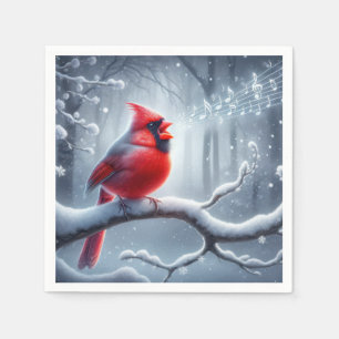 Serviette En Papier Chant Cardinal Avec Notes Musicales