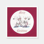Serviette En Papier Chant Noël Caribou Vacances Conçu (Devant)