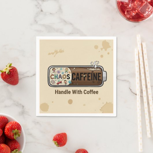 Serviette En Papier Chaos & Caffeine Funny Parenting Mom Life Coffee   (En situation)