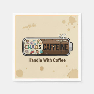 Serviette En Papier Chaos & Caffeine Funny Parenting Mom Life Coffee  