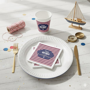 Serviette En Papier Chapeau de capitaine nautique Anniversaire rayures