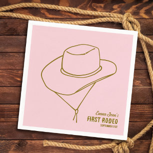 Serviette En Papier Chapeau de Cow-Boy Premier Rodéo Anniversaire 1 an