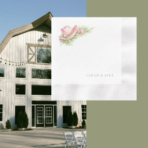 Serviette En Papier Chapeau de cowboy rose Cocktail de mariage rustiqu