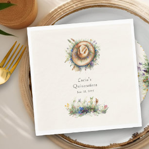 Serviette En Papier Chapeau de cowgirl fleur sauvage rustique Quincean