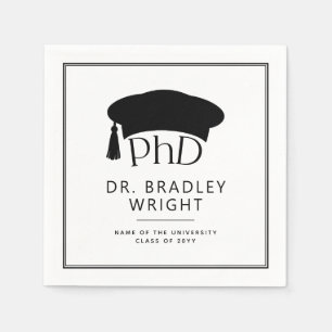 Serviette En Papier Chapeau de doctorat personnalisé de doctorat en Ph