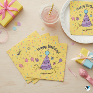 Serviette En Papier Chapeau de fête violet Kawaii mignon pour l'annive