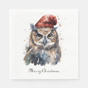 Serviette En Papier Chapeau de Père Noël en aquarelle personnalisé pou