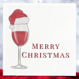 Serviette En Papier Chapeau de Père Noël Verre à Vin de Noël Fête