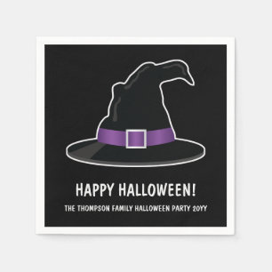 Serviette En Papier Chapeau de sorcière avec détails violets Joyeux Ha