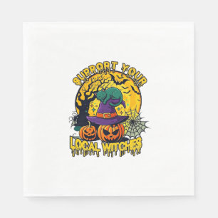 Serviette En Papier Chapeau de sorcière de chat Halloween Soutenir les
