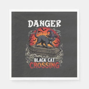 Serviette En Papier Chapeau de sorcière de Halloween Danger Black Cat