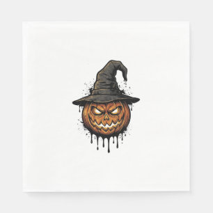 Serviette En Papier Chapeau De Sorcière Vintage Citrouille Graphique H
