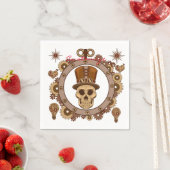 Serviette En Papier Chapeau Haut de Forme à Thème Steampunk Crâne Thun (En situation)