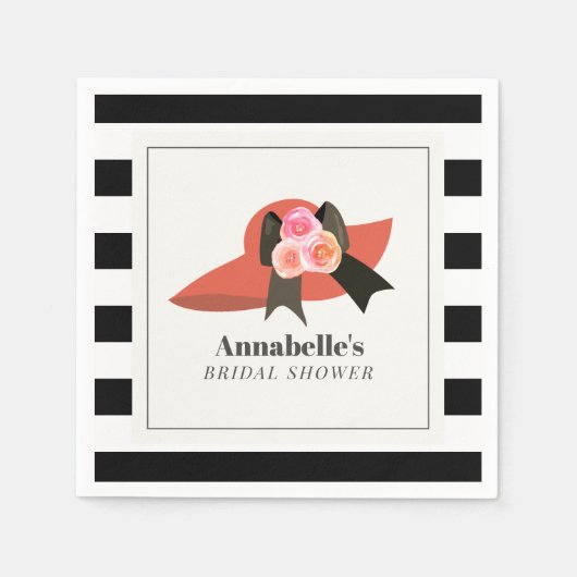 Serviette En Papier Chapeau Rouge de Style Derby Rose Lavage de Noces (Devant)