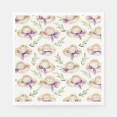Serviette En Papier Chapeaux Crème Rubans Violets (Devant)
