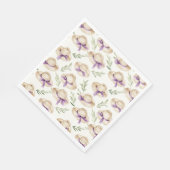 Serviette En Papier Chapeaux Crème Rubans Violets (Coin)