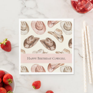 Serviette En Papier Chapeaux de cowgirl rose crème occidental Joyeux A