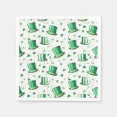 Serviette En Papier Chapeaux verts dorés de luxe et trèfles blancs (Devant)