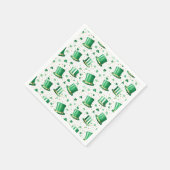 Serviette En Papier Chapeaux verts dorés de luxe et trèfles blancs (Coin)