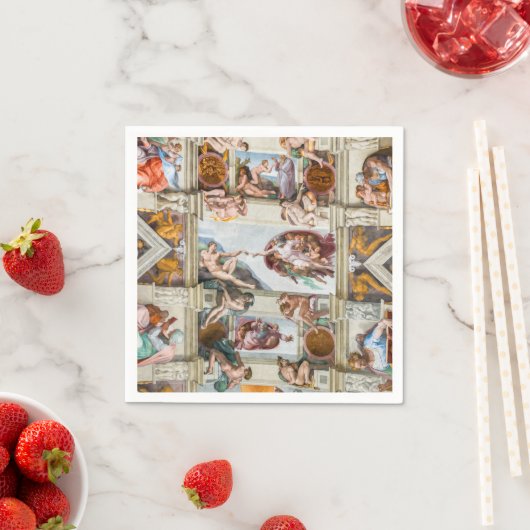 Serviette En Papier Chapelle Sixtine Michelangelo - Vatican, Rome, Ita (En situation)