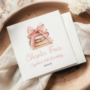 Serviette En Papier Chapitre quatre livres à ruban rose fête d'anniver