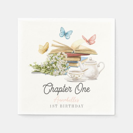 Serviette En Papier Chapitre Un papillon de thé livre d'histoire 1er a (Devant)