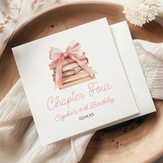 Serviette En Papier Chapter Three Pink Bow Books 4th Birthday Party