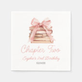 Serviette En Papier Chapter Two Pink Bow Books 2nd Birthday Party (Devant)