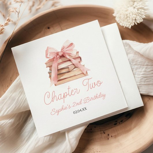 Serviette En Papier Chapter Two Pink Bow Books 2nd Birthday Party