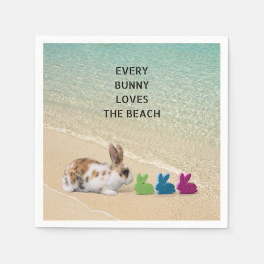 Serviette En Papier Chaque Bunny Aime La Plage Pâques Tropicales (Devant)