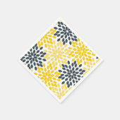 Serviette En Papier Charbon jaune et gris Moderne Floral (Coin)
