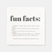 Serviette En Papier Charbon minimal moderne | Fun Facts Mariage (Devant)