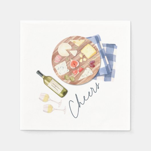 Serviette En Papier Charcuterie Commission Vins et Fromages Monogramme (Devant)