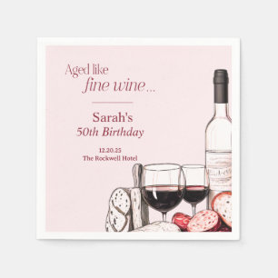 Serviette En Papier Charcuterie et fête du vin 50e anniversaire Blush
