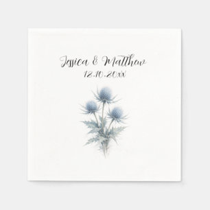 Serviette En Papier Chardon bleu floral Écosse mariages aquarelle