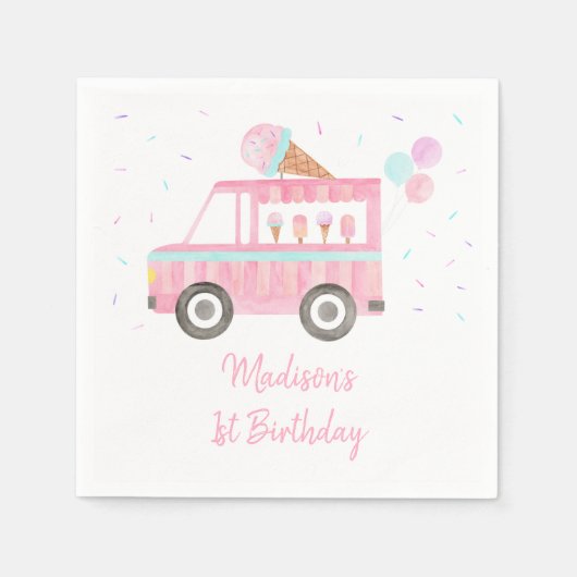 Serviette En Papier Chariot à glace moderne Anniversaire (Devant)
