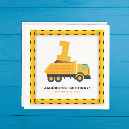 Serviette En Papier Chariot de construction 1er Anniversaire