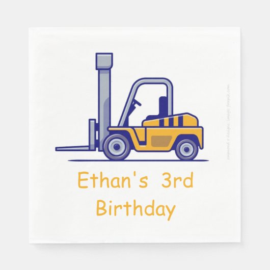 Serviette En Papier Chariot de construction Anniversaire (Devant)