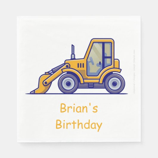 Serviette En Papier Chariot de construction Anniversaire (Devant)