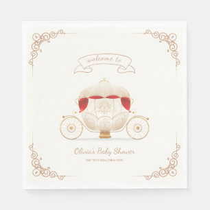 Serviette En Papier Chariot de fée élégant en or Bienvenue à la baby s