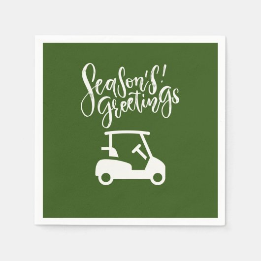 Serviette En Papier Chariot de golf avec Salutation de saison sur vert (Devant)