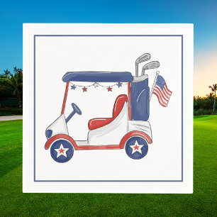 Serviette En Papier Chariot de golf patriotique   Rouge Blanc Bleu 14 