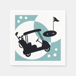 Serviette En Papier Chariot de golf rétro en noir et bleu