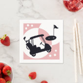 Serviette En Papier Chariot de golf rétro en noir et rose (En situation)
