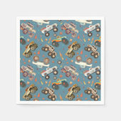Serviette En Papier Chariot Monster moderne Anniversaire bleu (Devant)